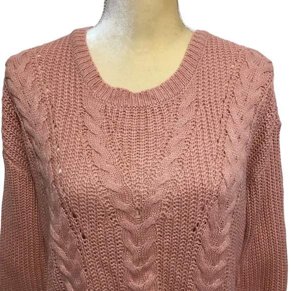 Crave Fame NWT Rose Pink Knit Sweater Juniors L - Picture 2 of 10